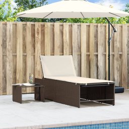vidaXL Ligstoelen 2 st met tafel bruin poly rattan