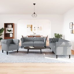 vidaXL 3-delige Loungeset stof lichtgrijs