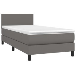 vidaXL Boxspring met matras kunstleer grijs 90x200 cm