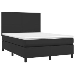 vidaXL Boxspring met matras en LED kunstleer zwart 140x190 cm