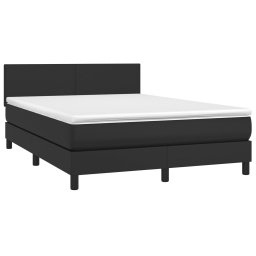 vidaXL Boxspring met matras kunstleer zwart 140x190 cm
