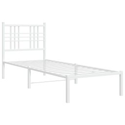 vidaXL Bedframe met hoofdbord zonder matras metaal wit 75x190 cm