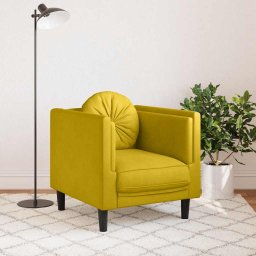 vidaXL Fauteuil met kussen fluweel geel