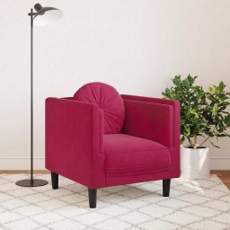 vidaXL Fauteuil met kussen fluweel wijnrood