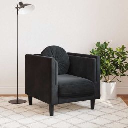 vidaXL Fauteuil met kussen fluweel zwart