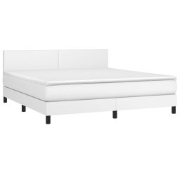 vidaXL Boxspring met matras kunstleer wit 180x200 cm