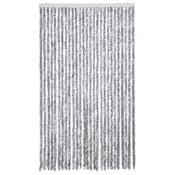 vidaXL Vliegengordijn 118x220 cm chenille wit en grijs