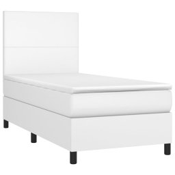 vidaXL Boxspring met matras kunstleer wit 90x190 cm