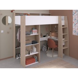 Samengesteld bed SHELDON 90x200 cm wit