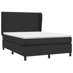 vidaXL Boxspring met matras kunstleer zwart 140x190 cm