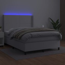 vidaXL Boxspring met matras en LED kunstleer wit 140x200 cm