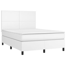 vidaXL Boxspring met matras kunstleer wit 140x200 cm