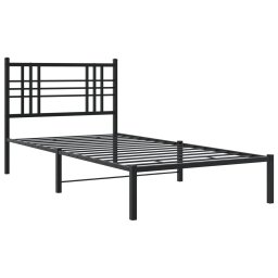 vidaXL Bedframe met hoofdbord metaal zwart 90x190 cm