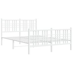 vidaXL Bedframe met hoofd- en voeteneinde metaal wit 120 x 190 cm