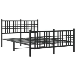 vidaXL Bedframe met hoofd- en voeteneinde metaal zwart 137x190 cm