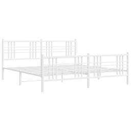 vidaXL Bedframe met hoofd- en voeteneinde metaal wit 183x213 cm