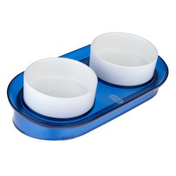 2x 400 ml TIAKI Duo Keramieken Voerbak Deep Sea Ø 13 cm voor katten en honden