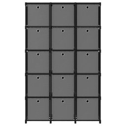 vidaXL Kast met 15 vakken met boxen 103x30x175,5 cm stof zwart