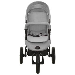 vidaXL Kinderwagen staal lichtgrijs