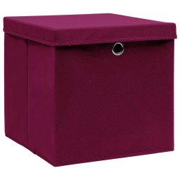 vidaXL Opbergboxen met deksel 10 st 32x32x32 cm stof donkerrood