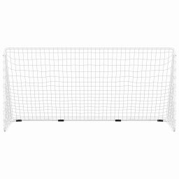 vidaXL Voetbaldoel met net 366x122x182 cm staal wit