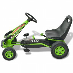vidaXL Skelter met pedalen en verstelbare zitting groen