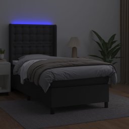 vidaXL Boxspring met matras en LED kunstleer zwart 90x200 cm