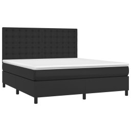 vidaXL Boxspring met matras kunstleer zwart 180x200 cm