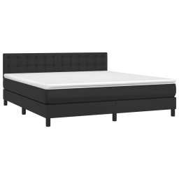 vidaXL Boxspring met matras en LED kunstleer zwart 180x200 cm