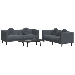 vidaXL 2-delige Loungeset met kussens fluweel donkergrijs