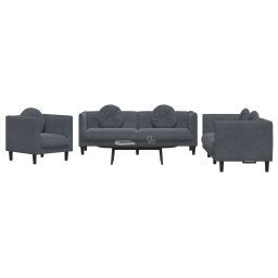 vidaXL 3-delige Loungeset met kussens fluweel donkergrijs
