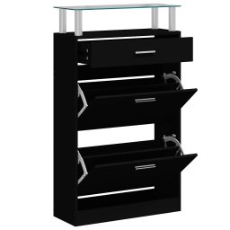 vidaXL Schoenenkast 63x24x104 cm bewerkt hout zwart