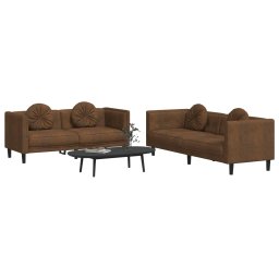 vidaXL 2-delige Loungeset met kussens fluweel bruin