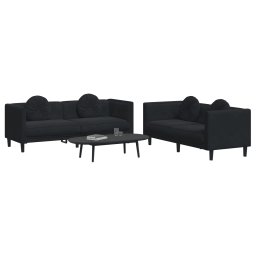 vidaXL 2-delige Loungeset met kussens fluweel zwart