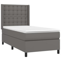 vidaXL Boxspring met matras kunstleer grijs 90x190 cm