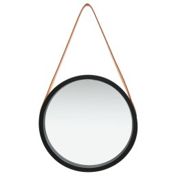 vidaXL Wandspiegel met band 40 cm zwart