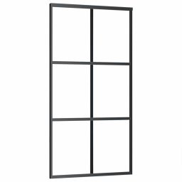 vidaXL Schuifdeur met beslag 102x205 cm aluminium en ESG-glas