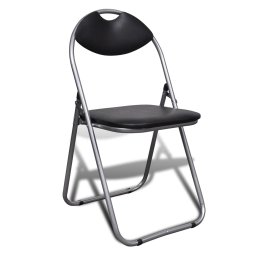 vidaXL Opklapbare stoelen, 6 stuks, zwart kunstleer en staal.