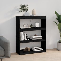 vidaXL Boekenkast/kamerscherm 80x30x103,5 cm massief grenenhout zwart