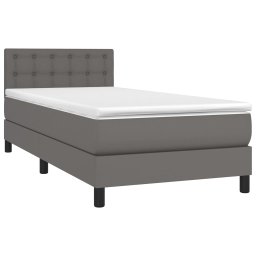 vidaXL Boxspring met matras en LED kunstleer grijs 100x200 cm