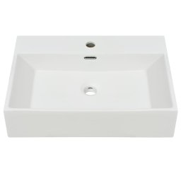 vidaXL Wastafel met kraangat wit 60,5x42,5x14,5 cm keramiek