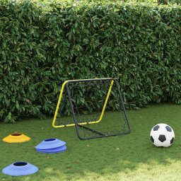 vidaXL Voetbalrebounder dubbelzijdig verstelbaar staal geel en zwart