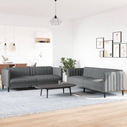 vidaXL 2-delige Loungeset stof donkergrijs