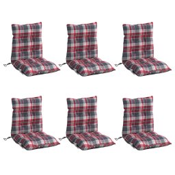 vidaXL Stoelkussens 6 st lage rug ruitpatroon oxford stof rood