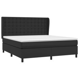 vidaXL Boxspring met matras kunstleer zwart 160x200 cm