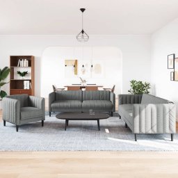 vidaXL 3-delige Loungeset stof donkergrijs