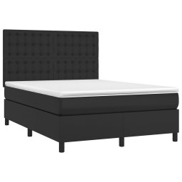 vidaXL Boxspring met matras en LED kunstleer zwart 140x190 cm