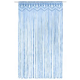 vidaXL Gordijn macramé 140x240 cm katoen blauw