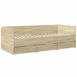 vidaXL Slaapbank met lades zonder matras 75x190 cm sonoma eikenkleurig
