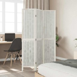 vidaXL Kamerscherm met 3 panelen massief paulowniahout wit